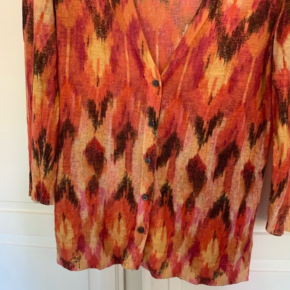 Ann Taylor sunset colorful long sleeve cardigan button up - Picture 3 of 7